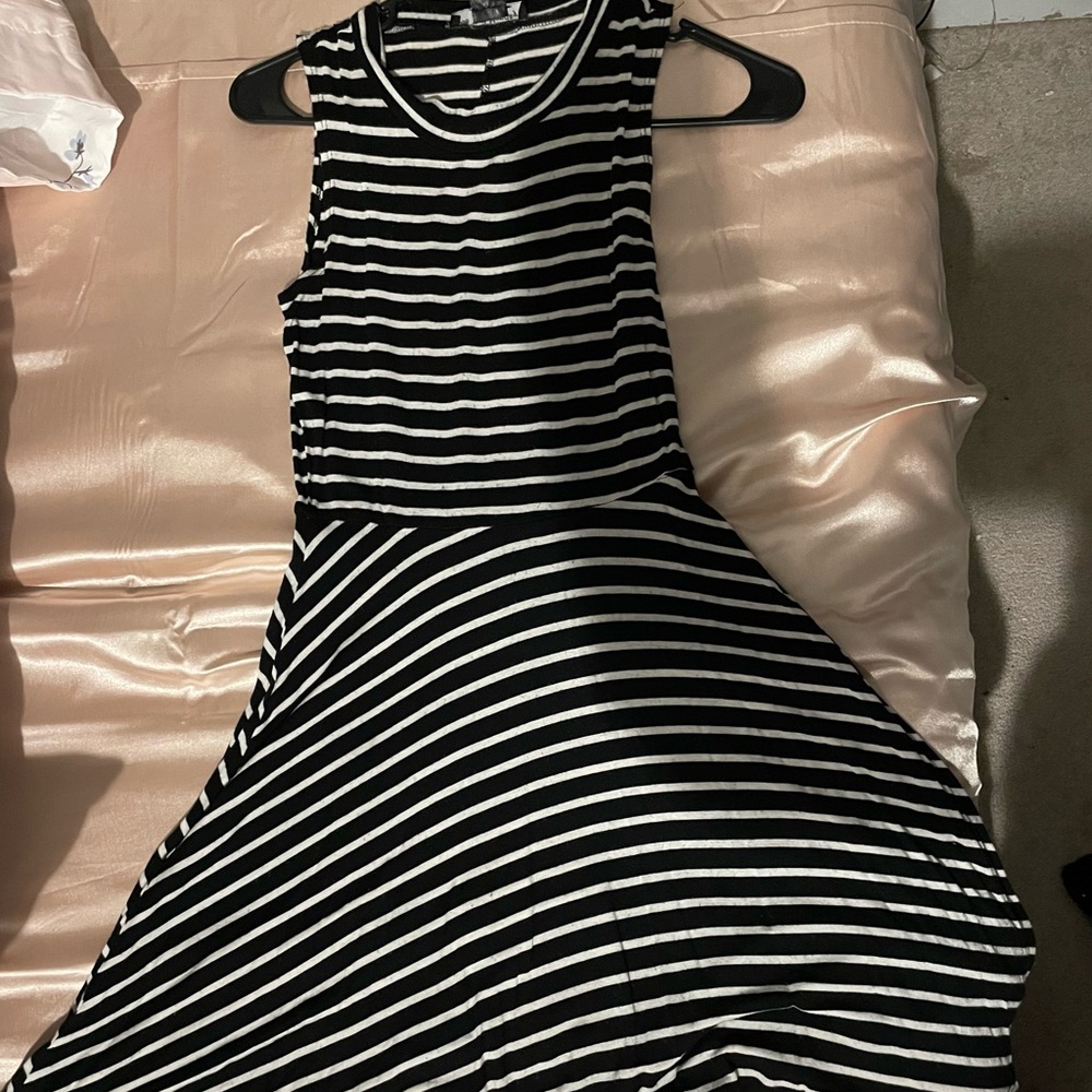 Very soft, black and white striped dress.